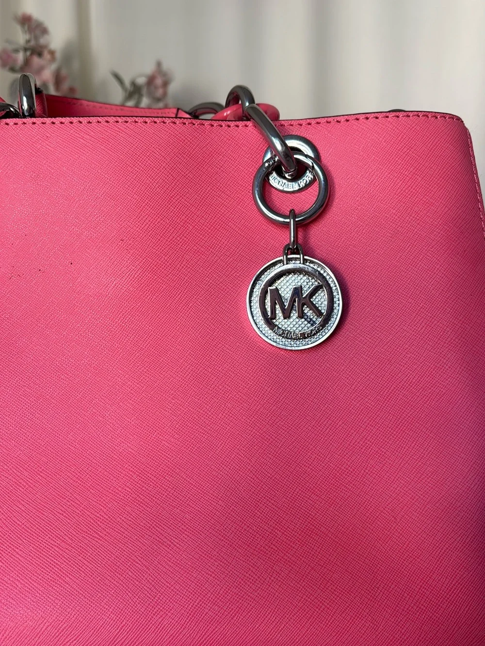 Michael Kors Bright Pink Saffiano Leather Chain-Handle Shoulder Bag